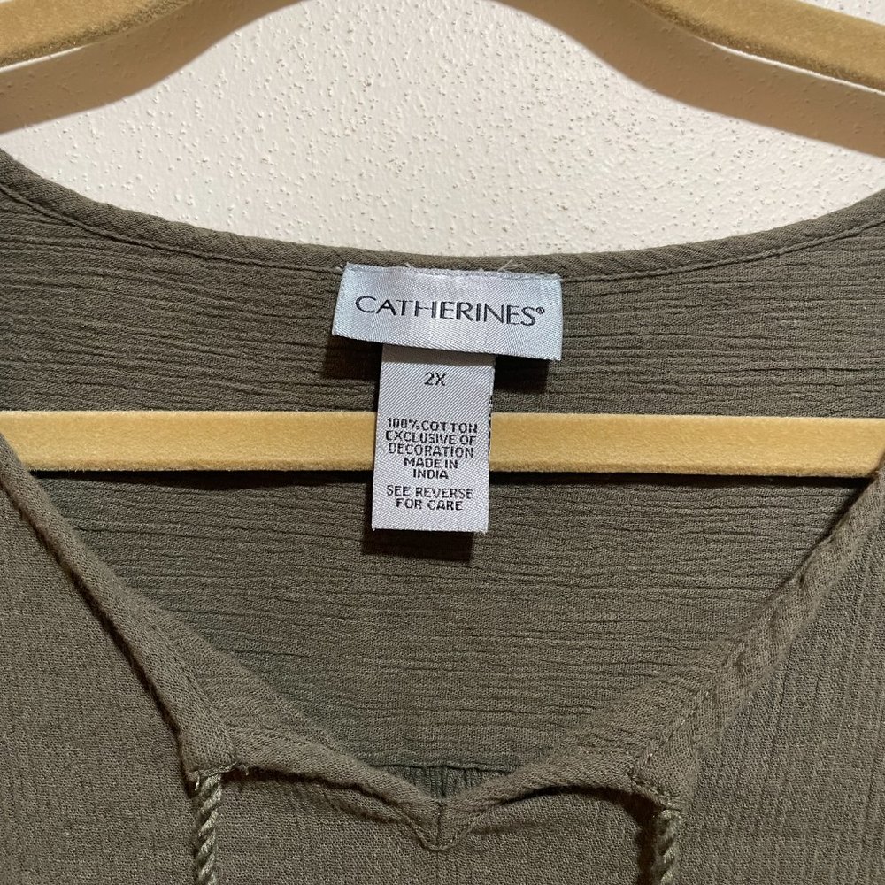 Catherines Green Tassel Boho Blouse Top - Picture 4 of 11